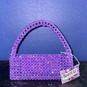 Handmade Beaded Purse – “The Paris” – Purple Iridescent Beads